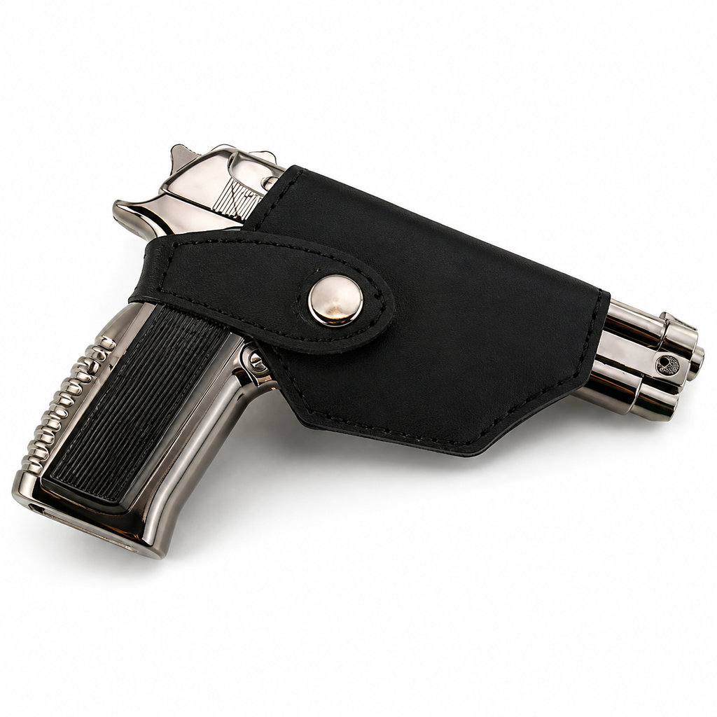 Metal Gun Shaped Lighter with Barrel Pull Back System 550grams - Silver