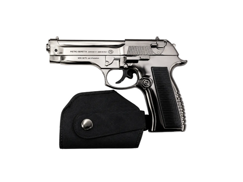 Metal Gun Shaped Refillable Gas Lighter - Silver