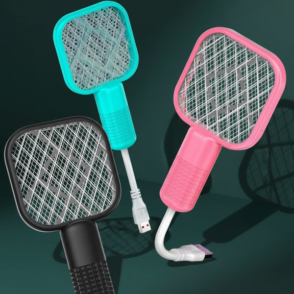 Three colorful fly swatters with USB connections on a gradient background